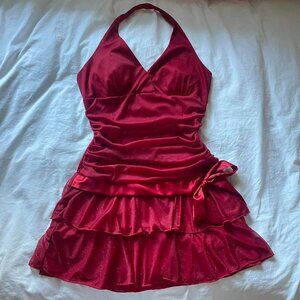 Y2K Majora Red Ruffle Dress